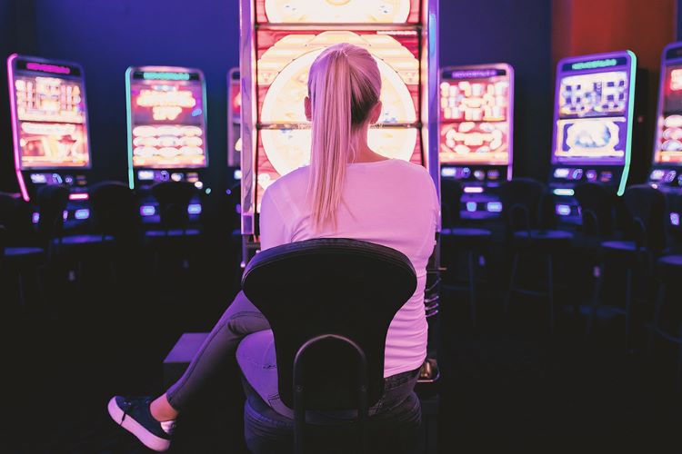 girl playing slots