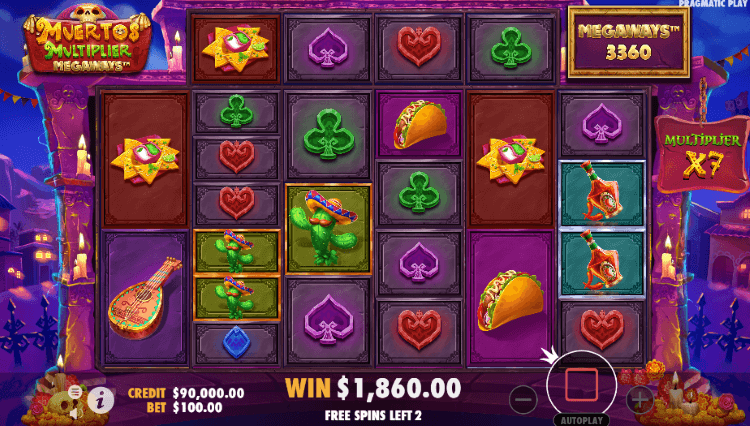 Muertos multiplier Megaways slot screenshot