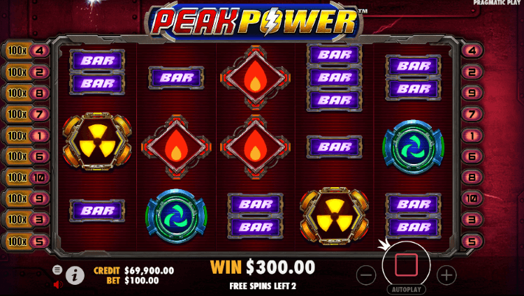 Screenshot of Peak Power slot free spins round