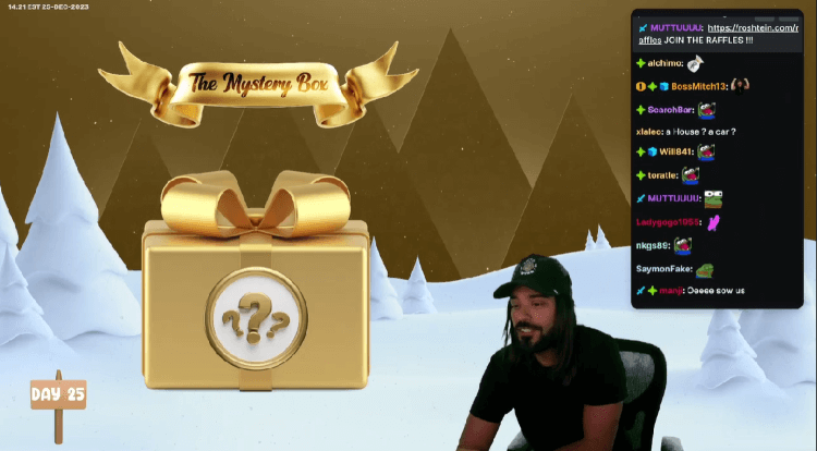 Roshtein revealing Mystery Box prize